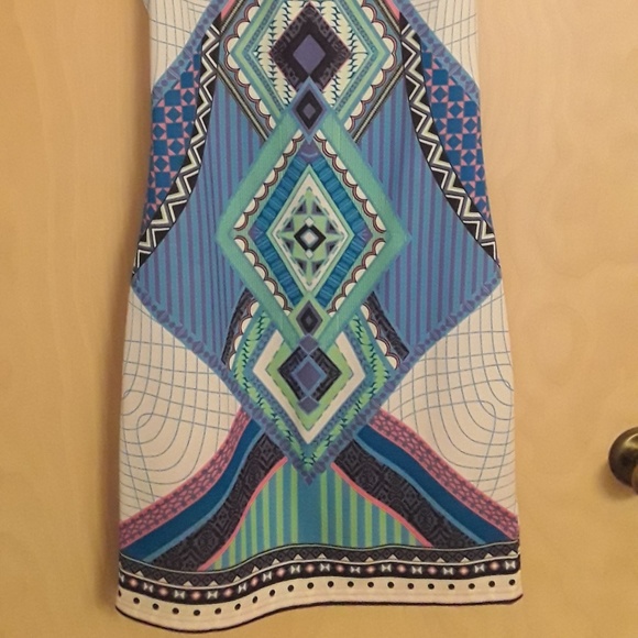 Boho Fabrik dress geometric tribal Sz S - Picture 2 of 8